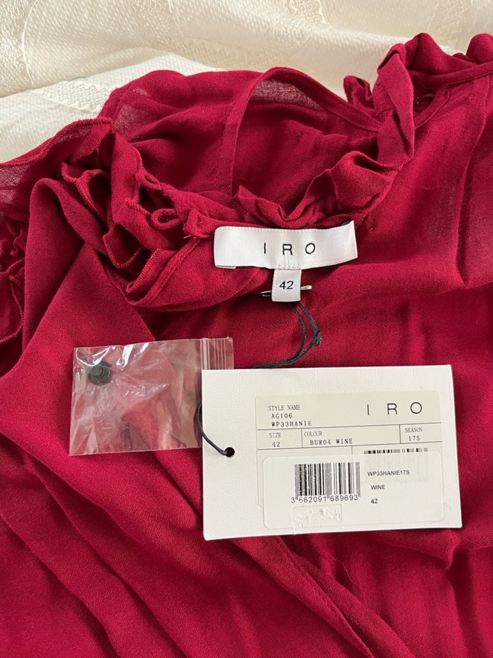 IRO Burgundy Cold-Shoulder Ruffle Mini Dress - Picture 10 of 12